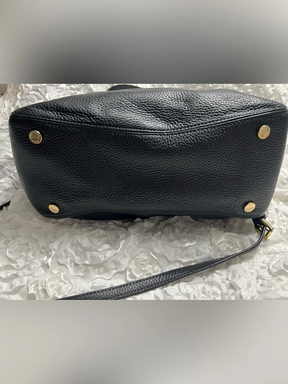 Michael Kors Black Pebbled Leather Shoulder Bag with Gold Hardware
